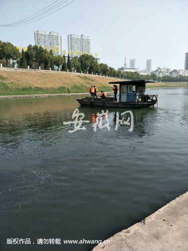 昨日，合肥市排水辦工作人員在南淝河排污口取樣。