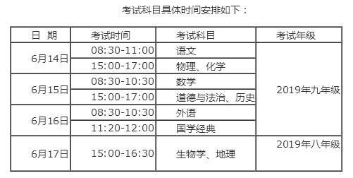 亳州2019中考方案公布 4天考10門學科