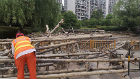 合肥政務區創業園公園水塘首次換水并更換噴泉設施