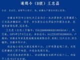 公安部發B級通緝令 緝拿阜陽涉黑社會犯罪在逃人員王忠昌