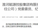 淮河能源控股集團有限責任公司紀委書記張俊接受審查調(diào)查