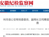 利辛縣公安局副局長王純青接受審查調查