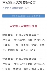 六安市人大常委會發布公告，事關部分市人大代表的代表資格