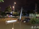 合肥石筍路路段出現積水 市民用棉被放店鋪門口擋水